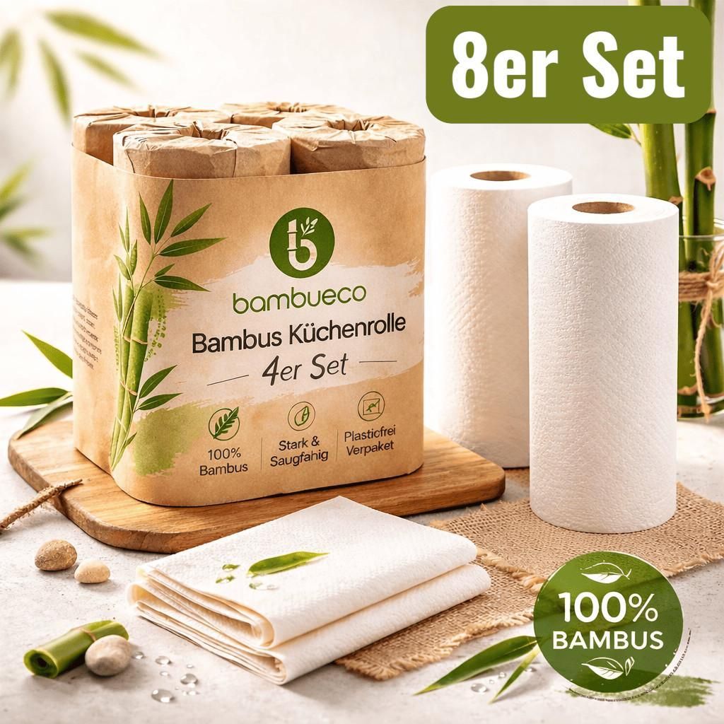 8 Küchenrollen aus Bambus Küchentuch Haushaltstücher Papiertücher Küchenpapier