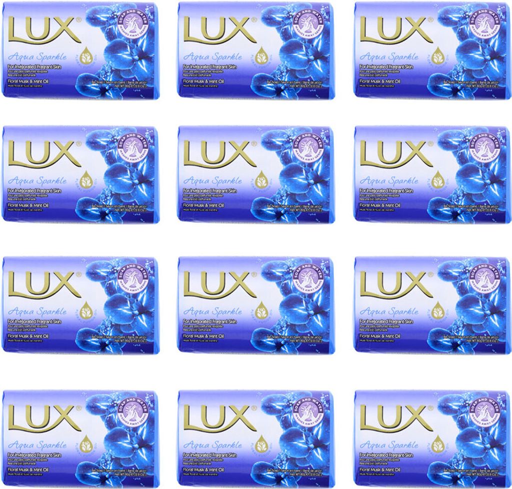 12 x Lux Aqua Sparkle Stück Seife Floraler Duft Moschus & Produktbild 