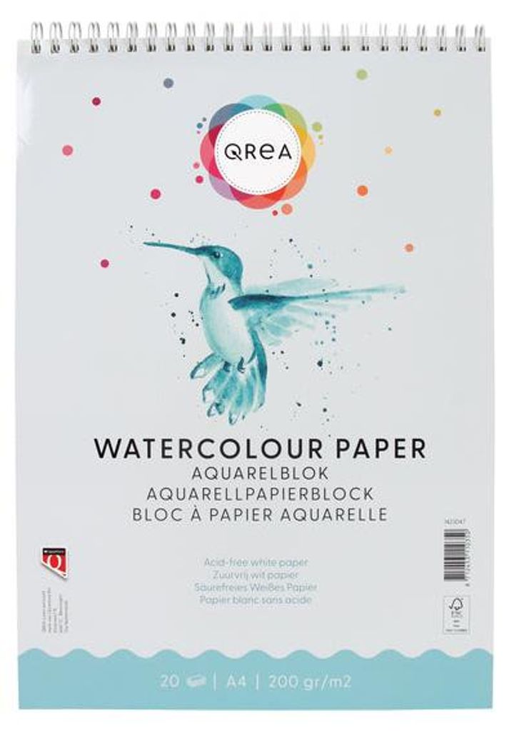 Qrea - Aquarellblock A4 20 Blatt 200gr Spirale