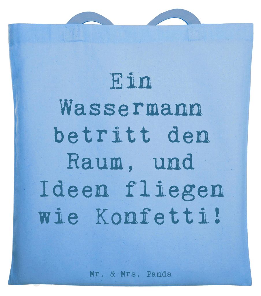 Mr. & Mrs. Panda Jutebeutel Spruch Wassermann Ideenflug - Sky Blue - Geschenk, Persönlichkeit, Ideen, Inspiration, Baumwolltasche, Schultasche, Kr...