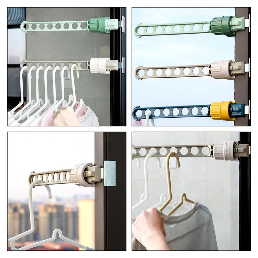 2 Stück Kleiderständer für das Fenster mit 8 Löchern aus sicherem Material, platzsparender Wäscheständer zum Trocknen von Kleidung für Balko...