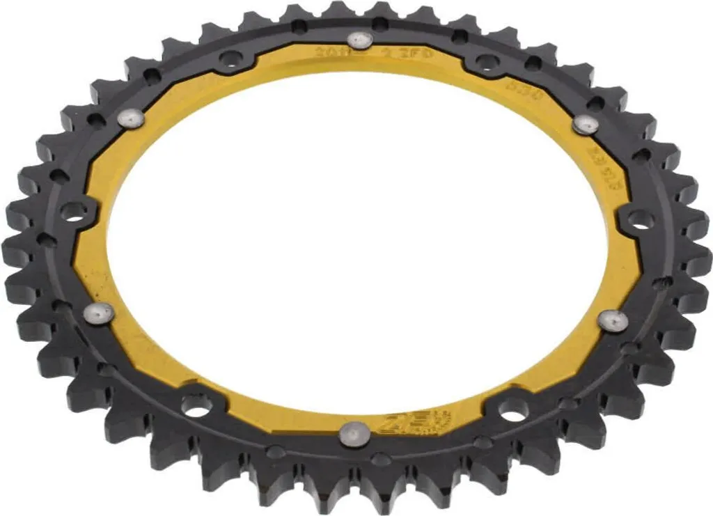 Pignon ZF 42 Dents Pas 530 Finition Noir et Or Renforcé Spécial Moto Triumph