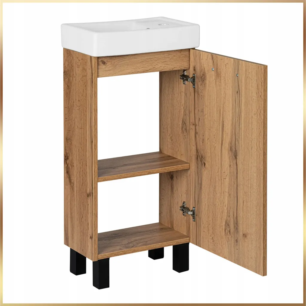 Armoire de Toilette 40cm Chêne Wotan Stamar Kit Complet Prêt à Poser - 3