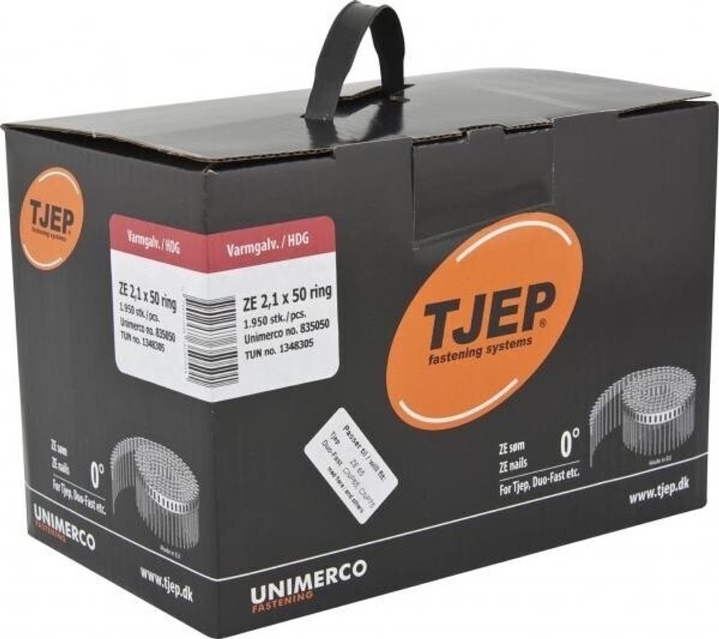 Coilnägel ZE 2,1x50mm Ring feuerverzinkt 0° Tjep ZE65 ZE75 Coilnagler Paslode Duo Fast CPN65 1,95M