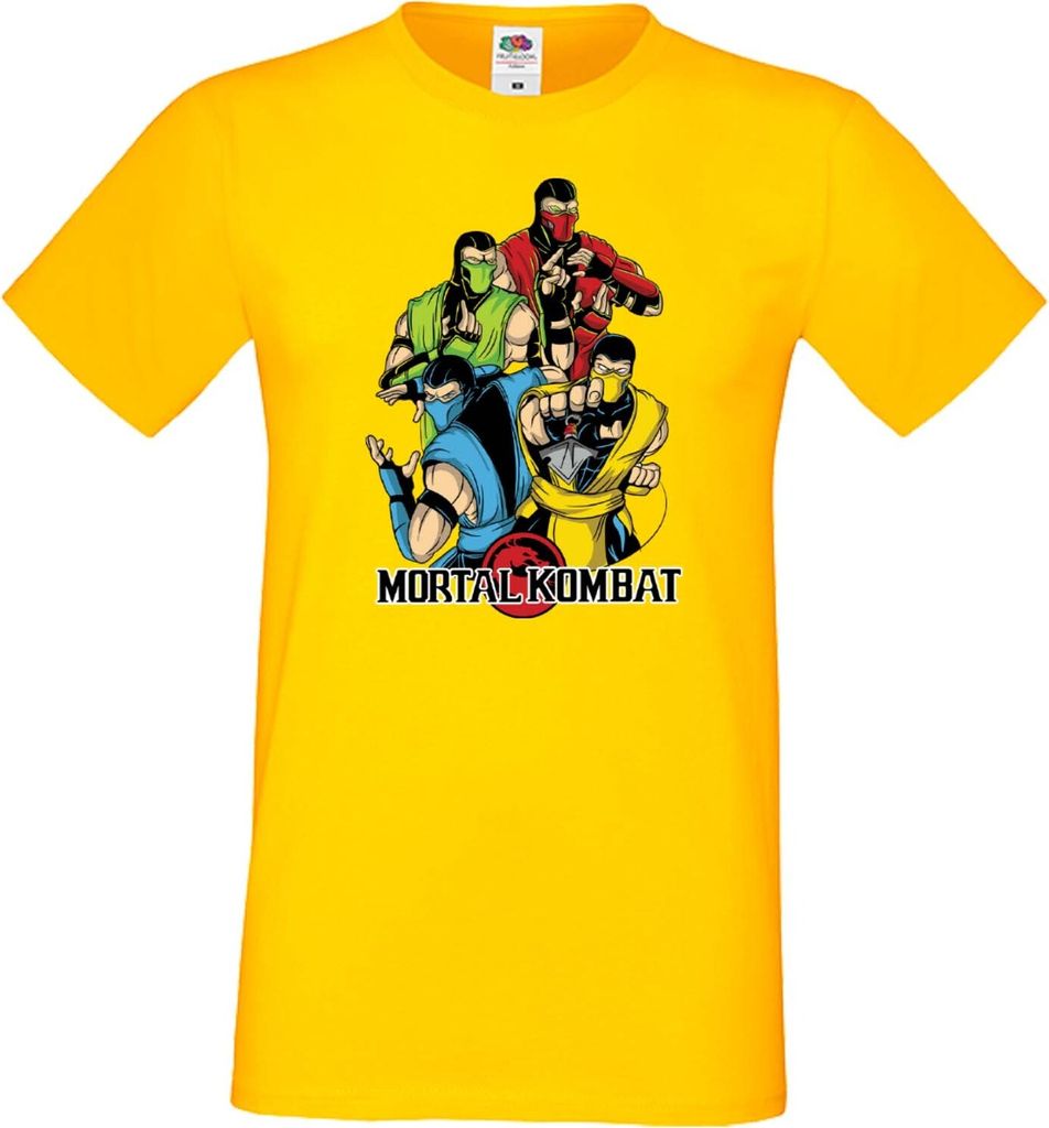 Herren T-Shirt Japan Manga Animation Comics Mortal Kombat Sub-Zero Reptile Scorpion Var-007, Man M / Gelb