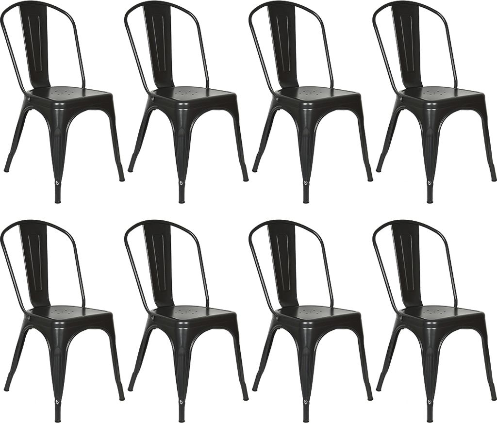 lot de 8 chaises de salle à manger empilables métal design Image du produit 