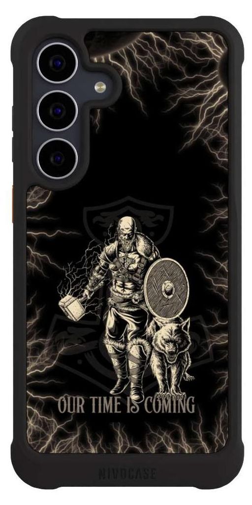 NIVOCASE Hülle für Samsung Galaxy S25 FE Stoßfeste Handyhülle NIVOmax Case Schwarz Serienmotiv Vikings Wikinger