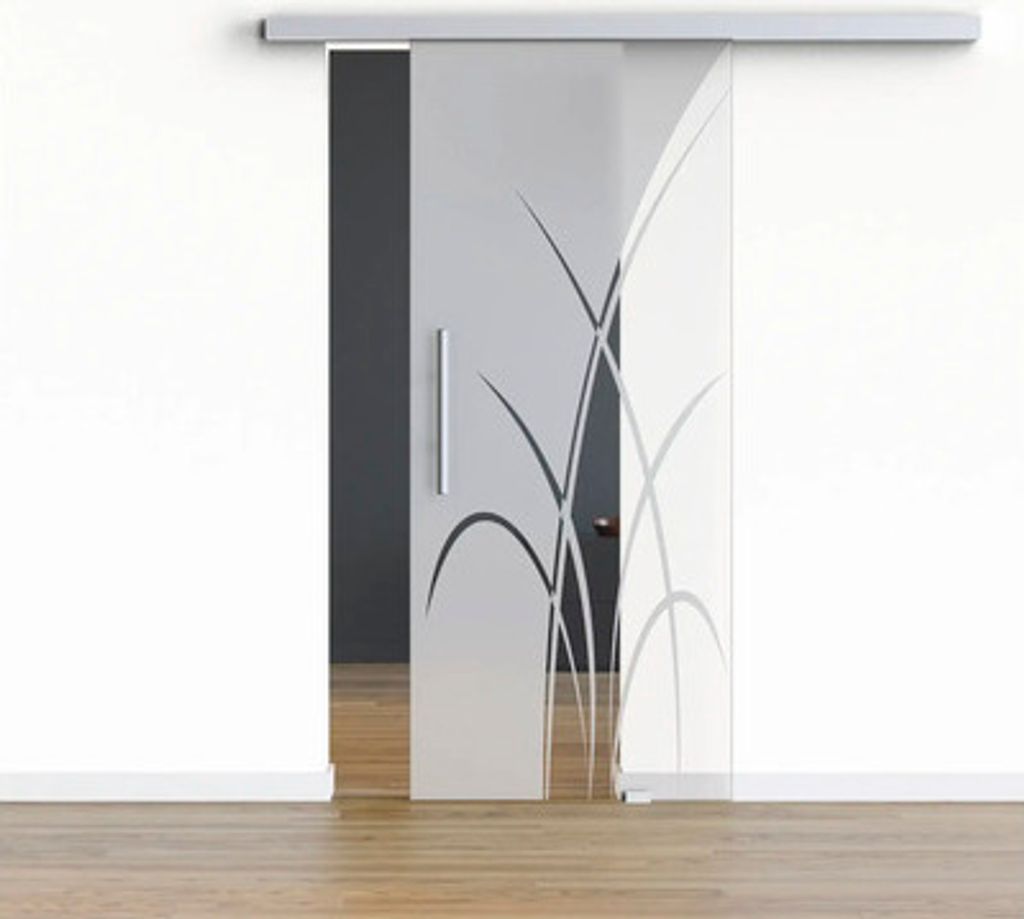 Pertura Glasschiebetür Komplettset Glera Green 02 775x2175 mm Rechts inkl.Beschlag Selir Aluminium natur,Stangengriff