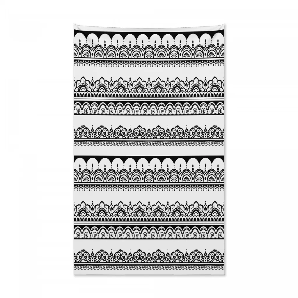 Arazzo e copriletto Abakuhaus Henna, motivi floreali monocromatici in morbido tessuto microfibra, colori chiari che non sbiadiscono, lavabile, 140 x 230 cm, bianco e nero