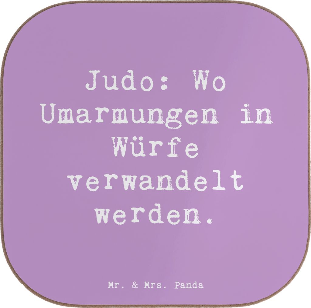 Mr. & Mrs. Panda Tassen Untersetzer Spruch Judo Umarmungen - Lavendeltraum - Geschenk, Sportler Geschenke, Quadratisch, für Gläser, Training, gl...