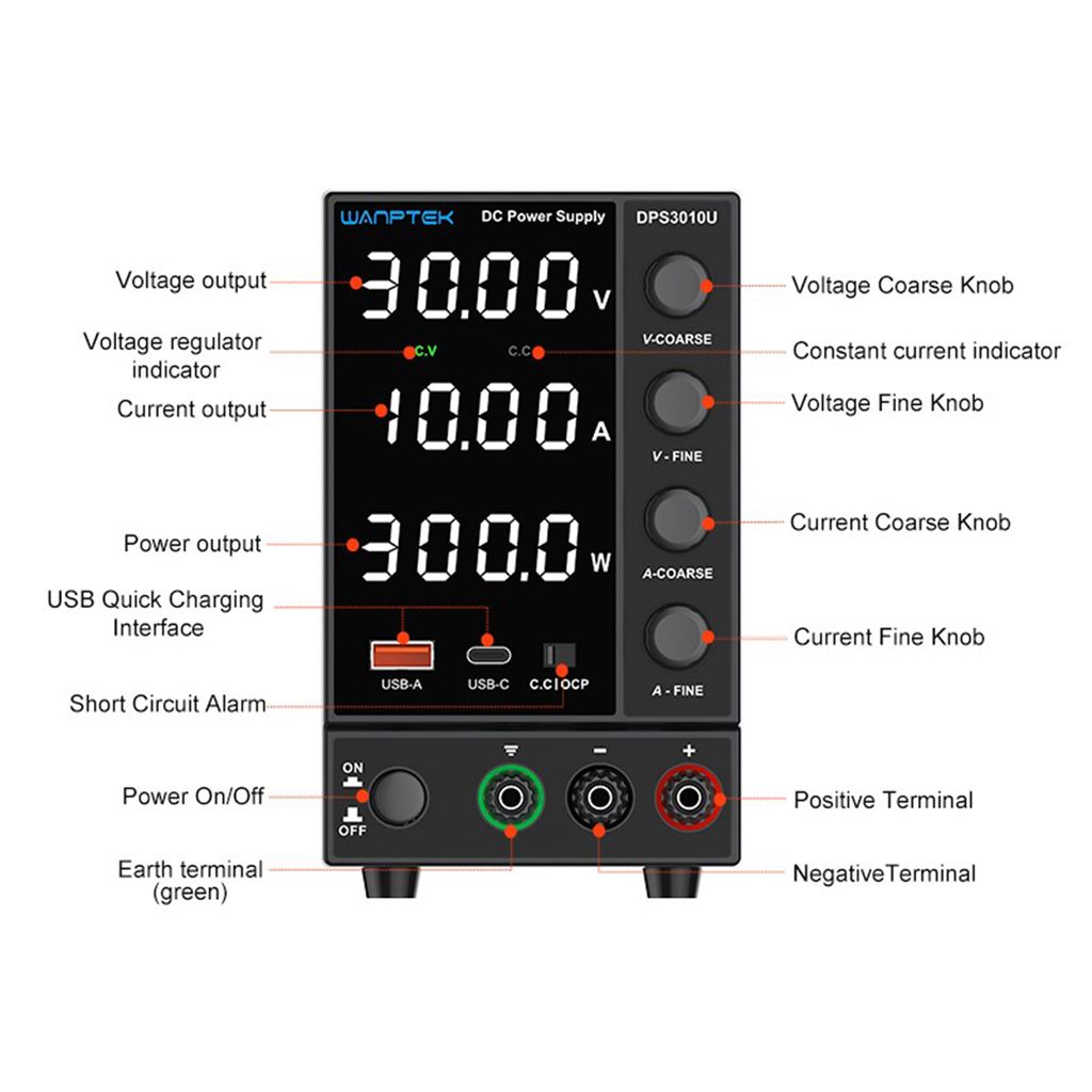 WANPTEK DPS3010U 0-30V 0-10A 300W Przełączany zasilacz DC 4 Zdjęcie produktu 