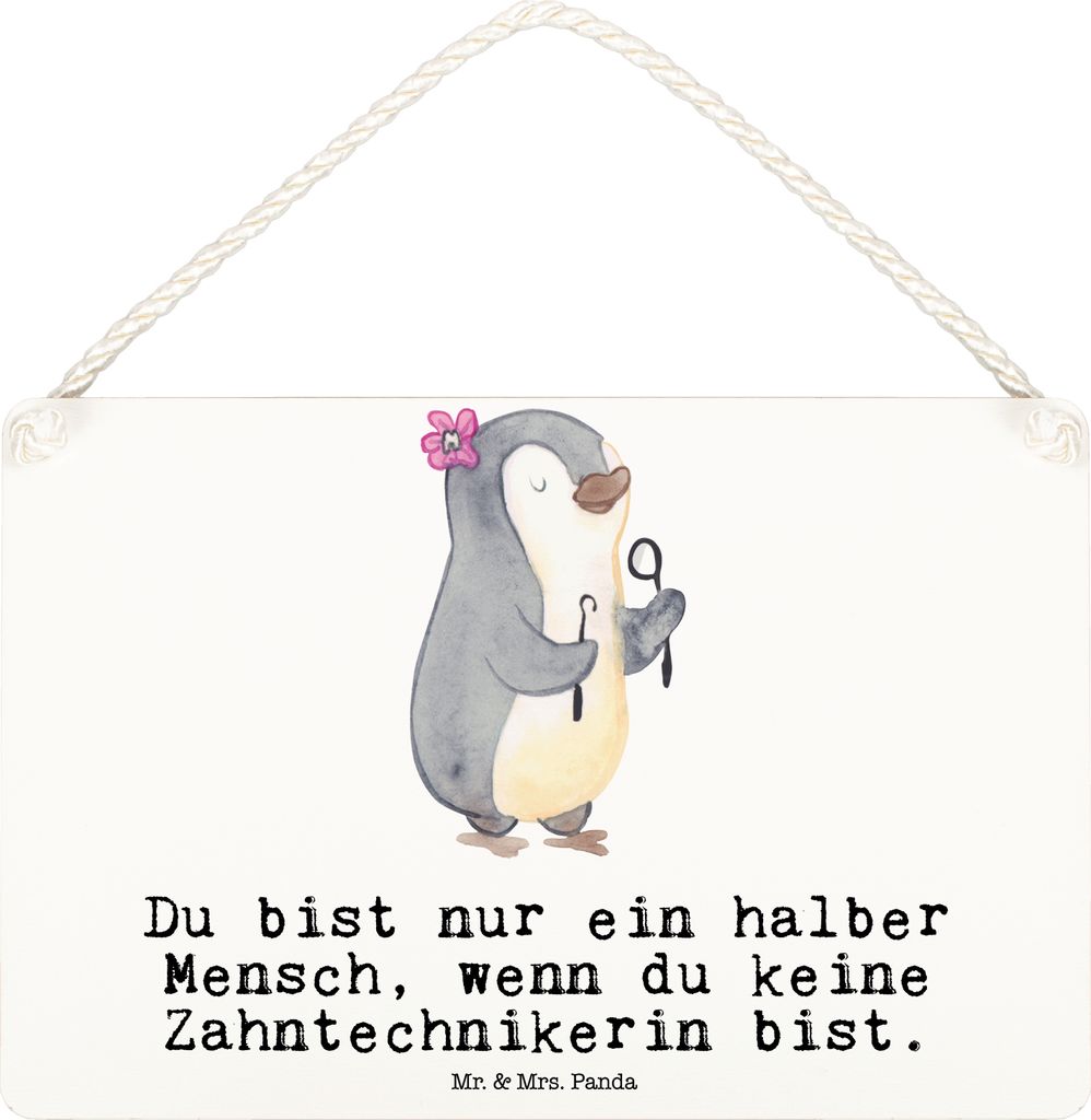 Mr. & Mrs. Panda holzbild Zahntechnikerin Herz DIN A6 - Weiß - Geschenk, Türschild, kleine aufmerksamkeit, Wandbild Holz, Schild, wandtafel