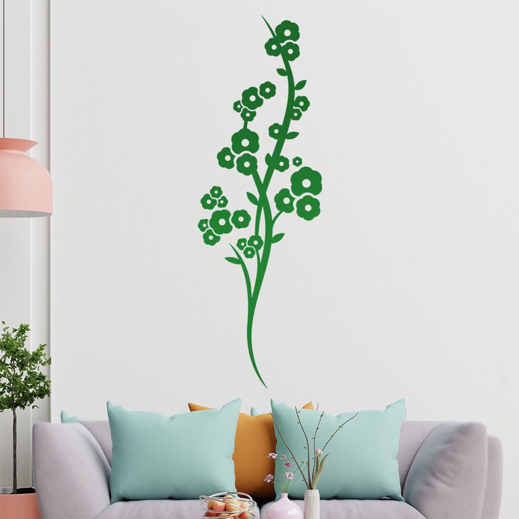 Schöne Blüten Ranke Wandtattoo in 6 Größen - Wandaufkleber Wall Sticker - Dekoration, Küche, Wohnzimmer, Schlafzimmer, Badezimmer