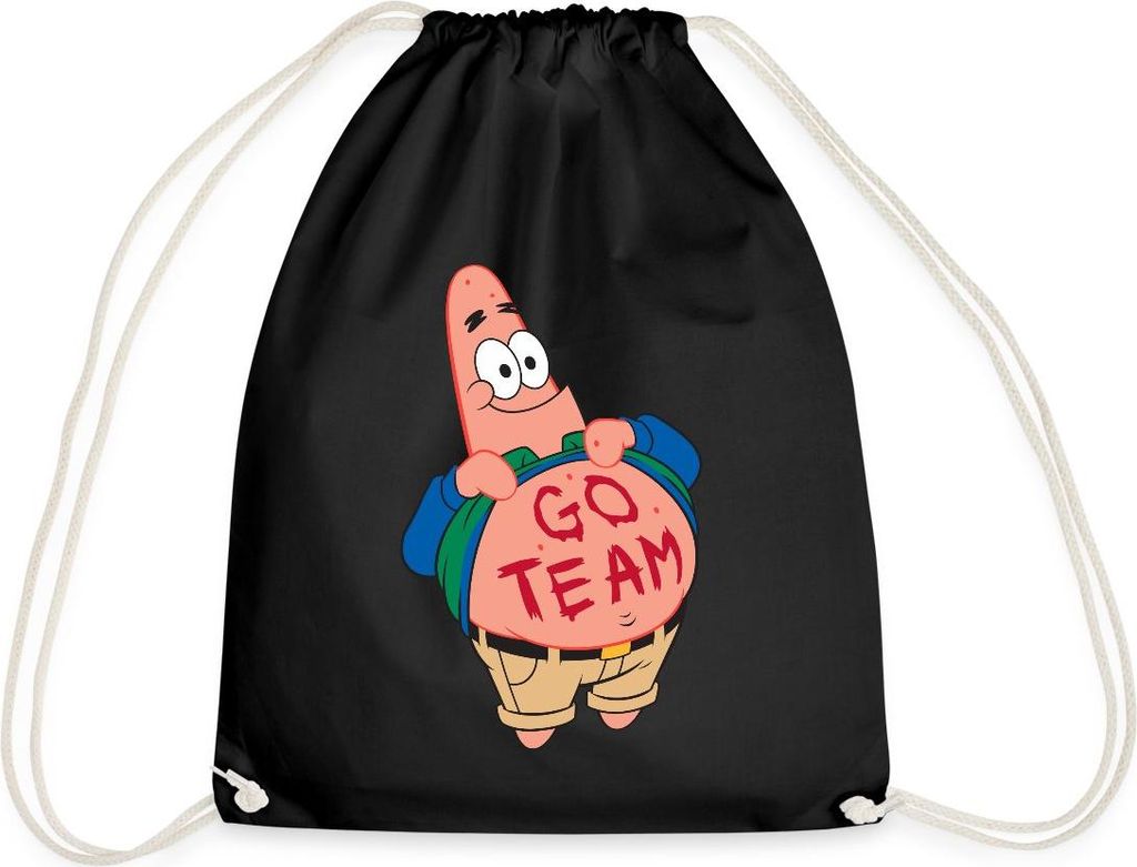 Spreadshirt Spongebob Schwammkopf Patrick Star Go Team Design Turnbeutel, One size, Schwarz