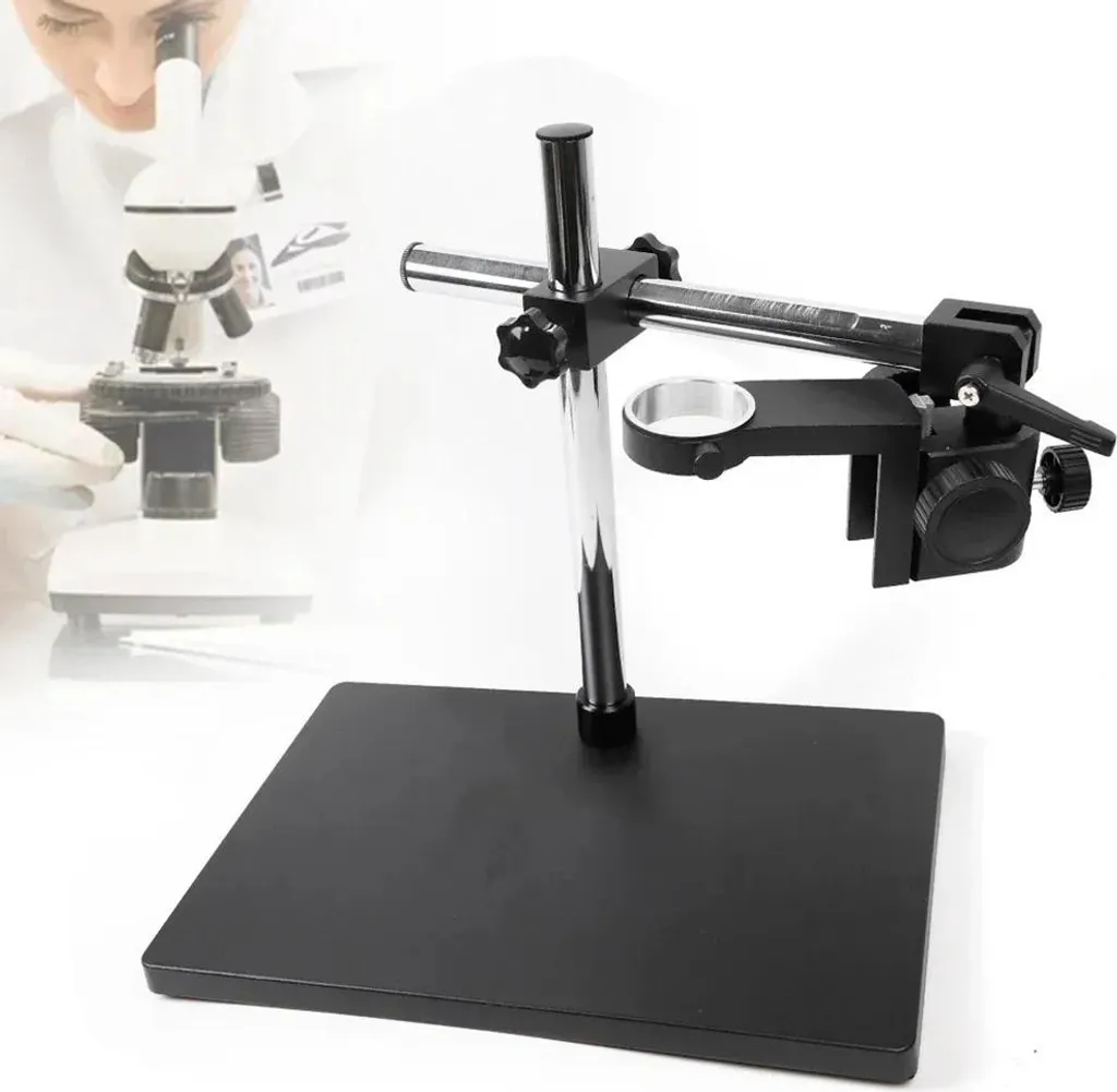 Support de microscope réglable 34 cm - Bras articulé en acier noir robuste - 4