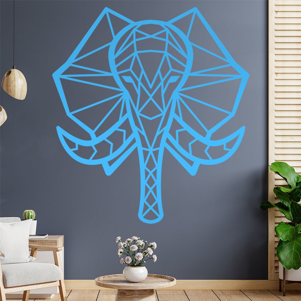 Elefant Rüssel Polygon Wandtattoo Wandaufkleber Wall Sticker - Dekoration, Küche, Wohnzimmer, Schlafzimmer, Badezimmer