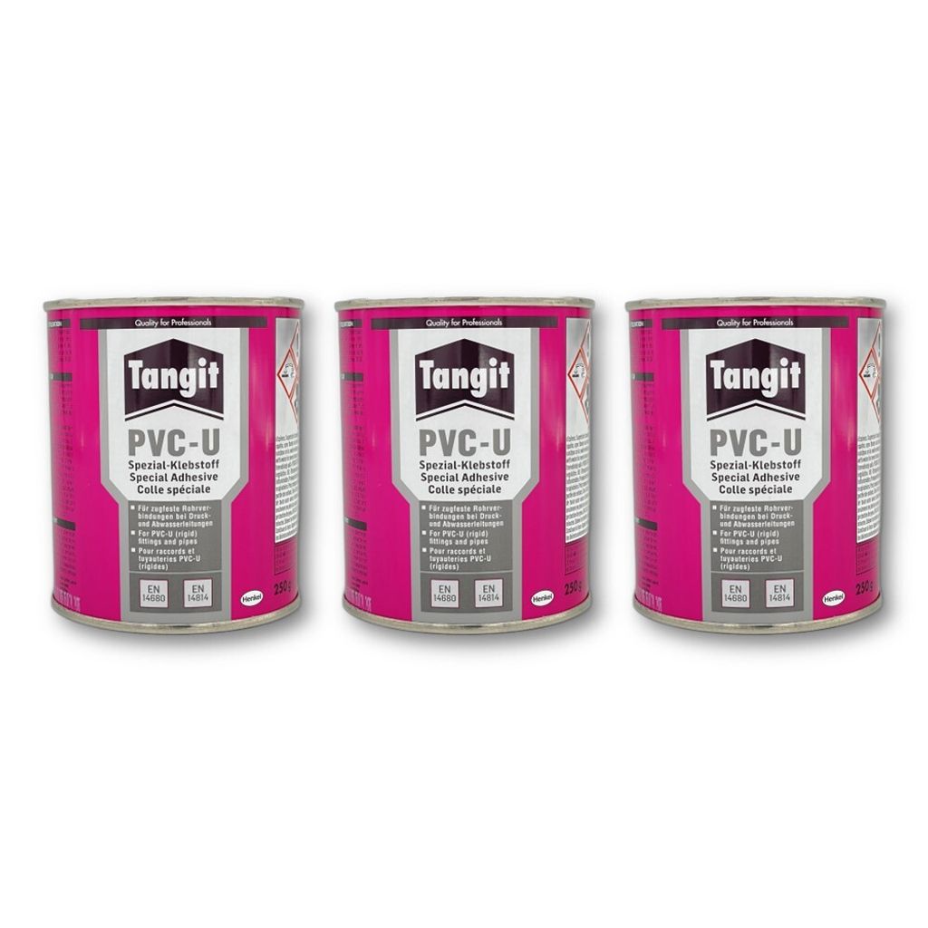 Tangit PVC-U Spezial Klebstoff für Rohrverbindung bei Druck- und Abwasserleitungen 250g - 3st