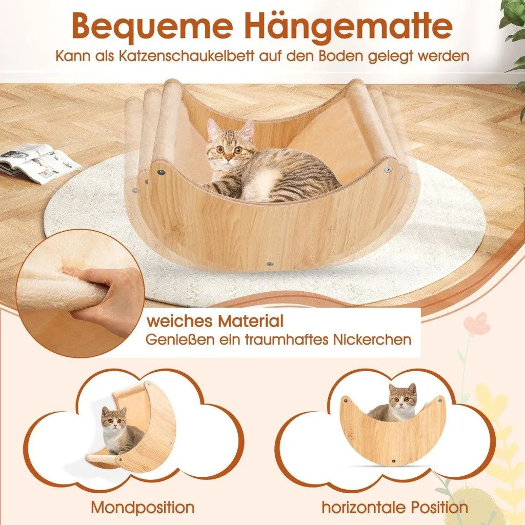 Ensemble escalade chat - 6 modules robustes avec hamac tout confort gris - 3
