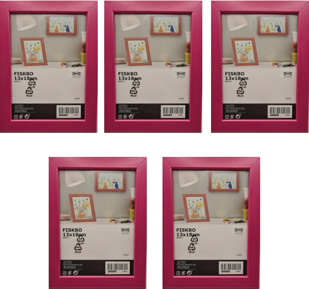 5x Set FISKBO Ikea Bilderrahmen 13x18 PINK Produktbild 1