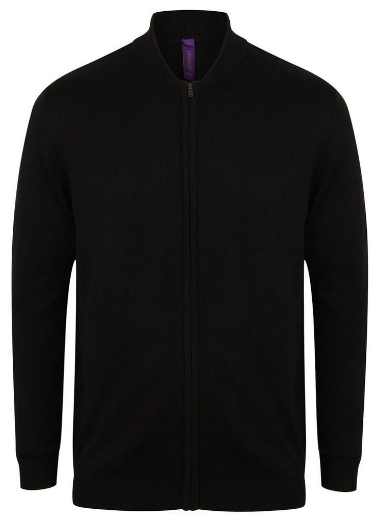 Henbury - Strickjacke Durchgehender Reißverschluss für Herren/Damen Uni LT4983 (3XL) (Schwarz)