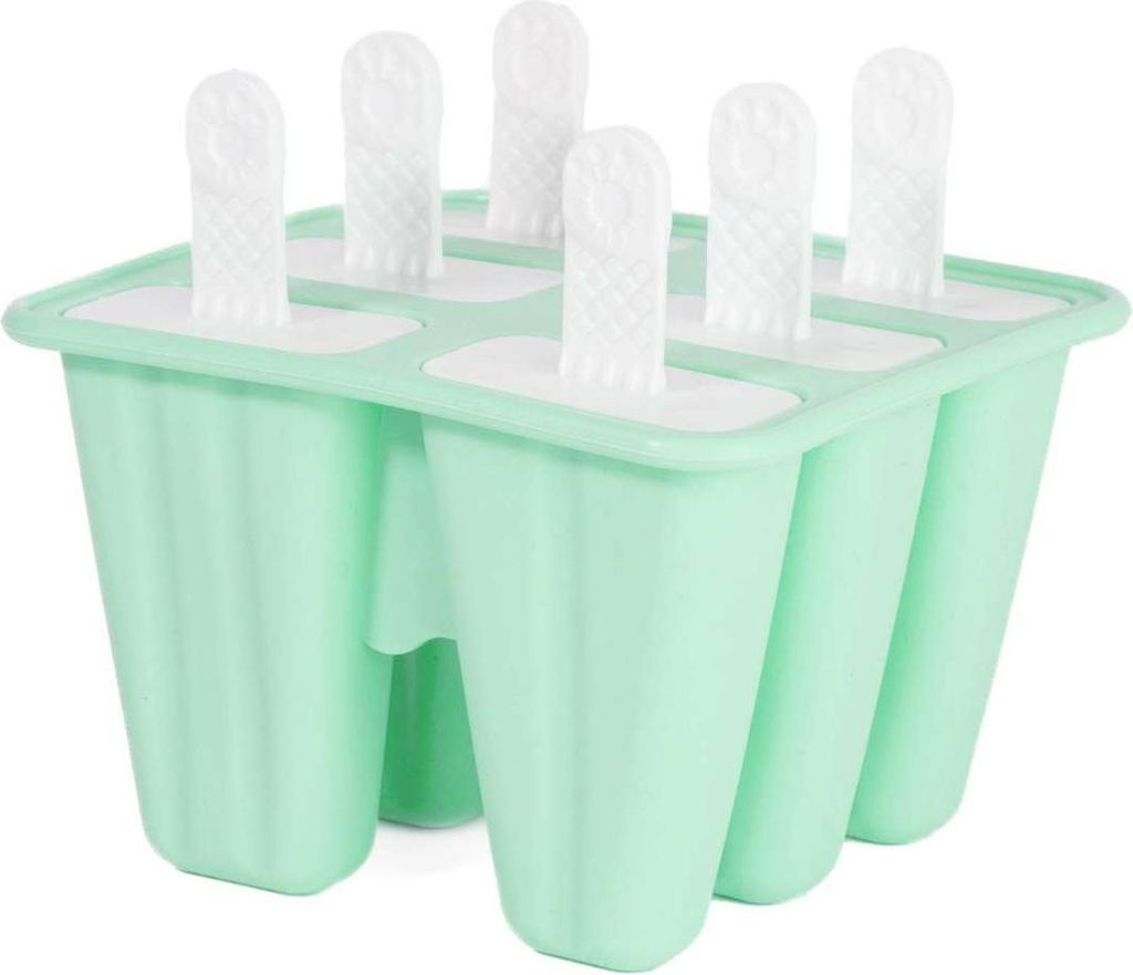 Intirilife Silikon Eisform mit 6 Mulden in Grün - 14 x 9 cm - Wiederverwendbare Eiscreme Form für selbstgemachtes Eis am Stiel, BPA-frei