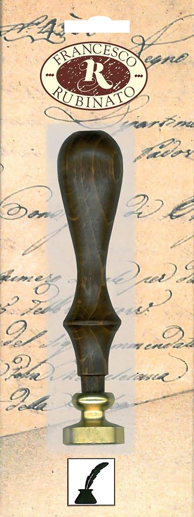 Rubinato Messingsiegel mit Holzgriff Schreibfeder Ø 20 mm, SB-Verpackung