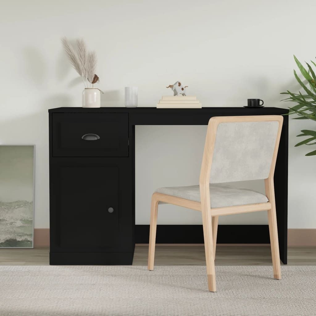 vidaXL Biurko z szufladą czarne 115x50x75 cm materiał Zdjęcie produktu 5