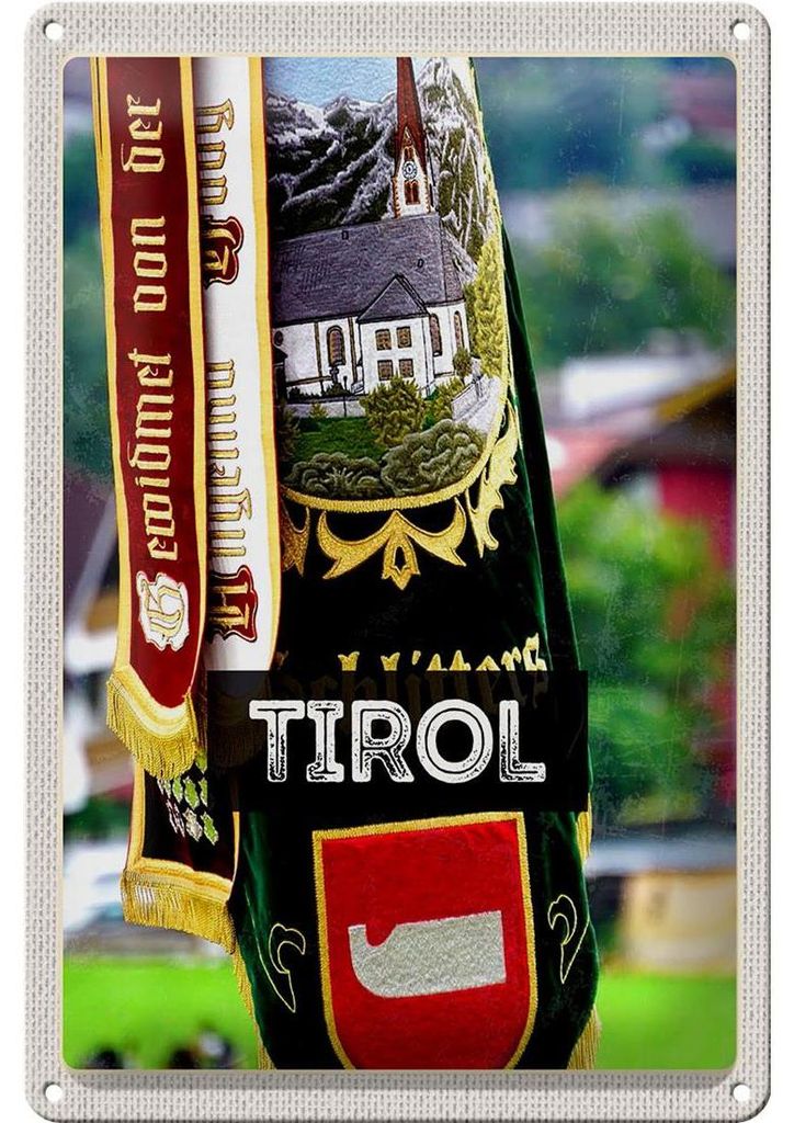 Blechschild Reise 20x30cm Tirol Symbole grün Natür Tradition