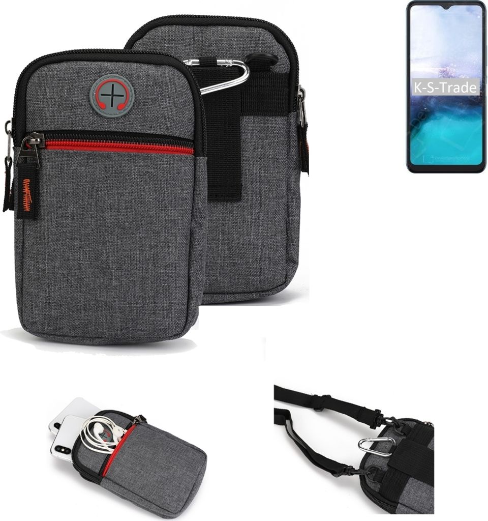 K-S-Trade Holster Gürteltasche kompatibel mit HiSense R12 5G Handy Tasche Schutz Hülle grau Zusatzfächer 1x