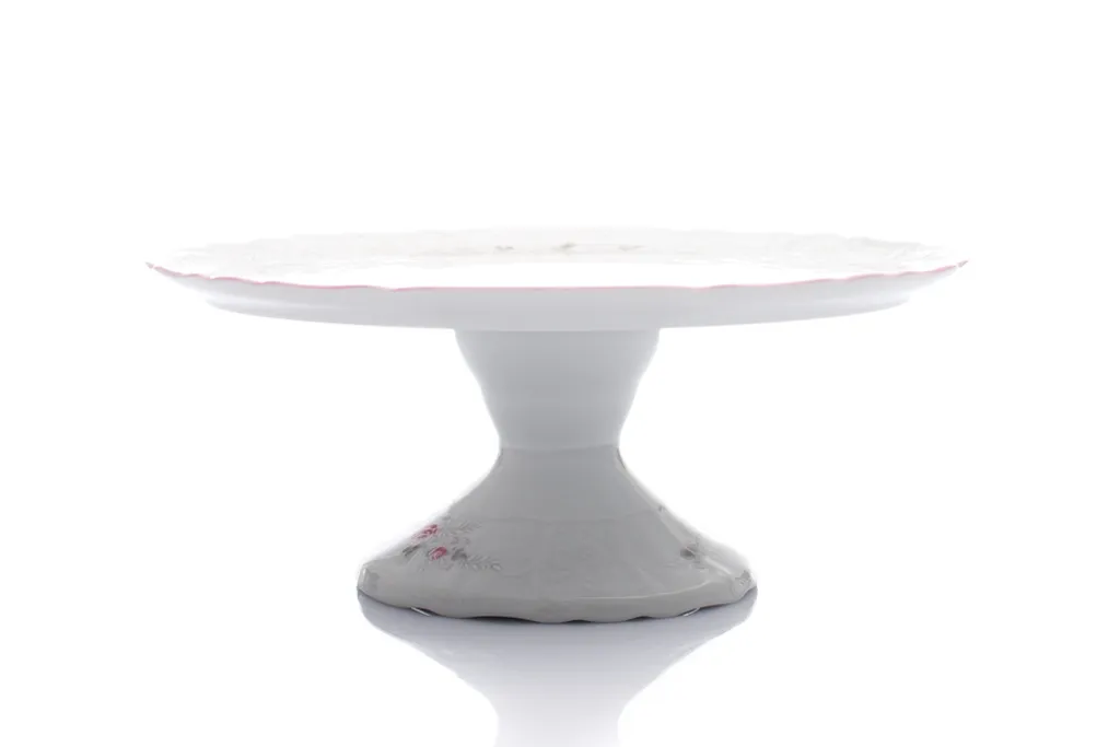 Plat à Gâteau Romantique Rose 32cm - Vaisselle Thun Bernadotte en Porcelaine