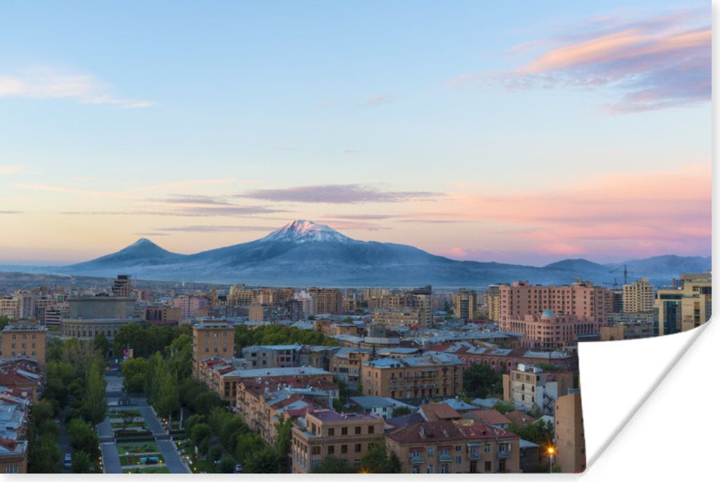 MuchoWow Poster Die Skyline von Eriwan mit dem Ararat im Hintergrund 180x120 cm - Fotoplakat