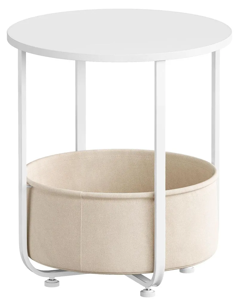 Table d'appoint stable anti-désordre avec grand panier de rangement 45cm