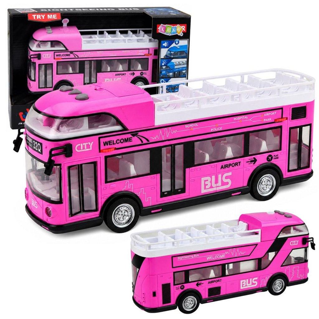 Autobus a due piani, porte che si aprono, luci, suoni, rosa Immagine del prodotto 