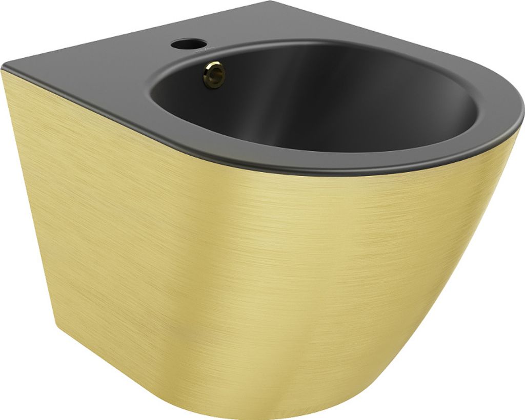 Mexen Lena wandmontiertes Bidet, Schwarz matt/Gold Linienmuster - 35224877