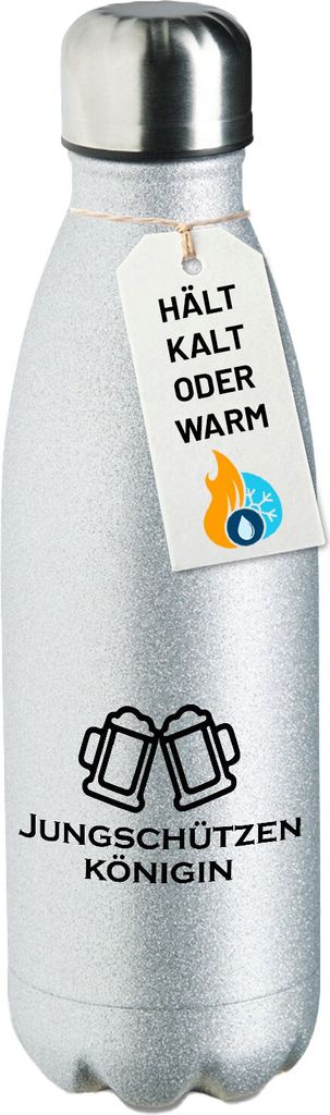 Huuraa Trinkflasche Jungschützenkönigin Schützenfest 500ml Silver Edelstahl Wasserflasche Trinkflasche Geschenkidee