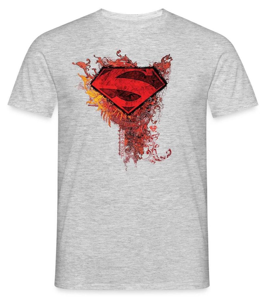 Spreadshirt DC Comics Superman Logo Strength Männer T-Shirt, XL, Grau meliert