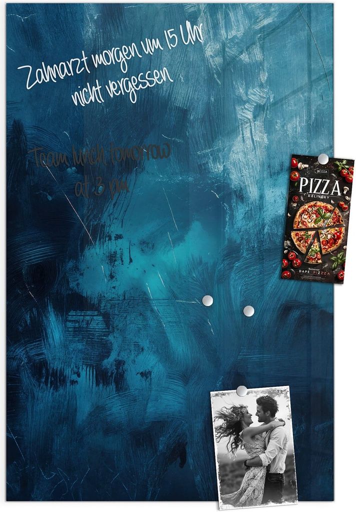 Magnettafel 60x90cm Pinnwand Whiteboard beschreibbar - Abstrakte Blautöne