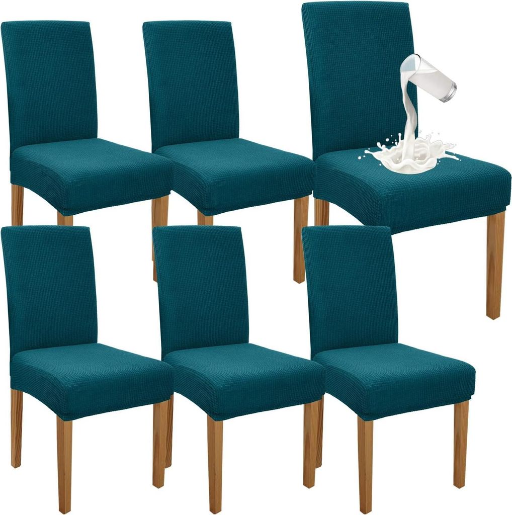 Premium Wasserdicht Esszimmerstuhl Abdeckungen Satz Von 6, Fš¹r Esszimmer, Abnehmbaren Stuhl Schutz Fš¹r Kš¹che, Party, Hotel (6er Set, BlauG...