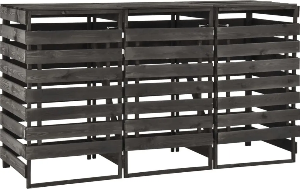 Cache-poubelle triple en pin 210x75x121 cm : stop aux mauvaises odeurs