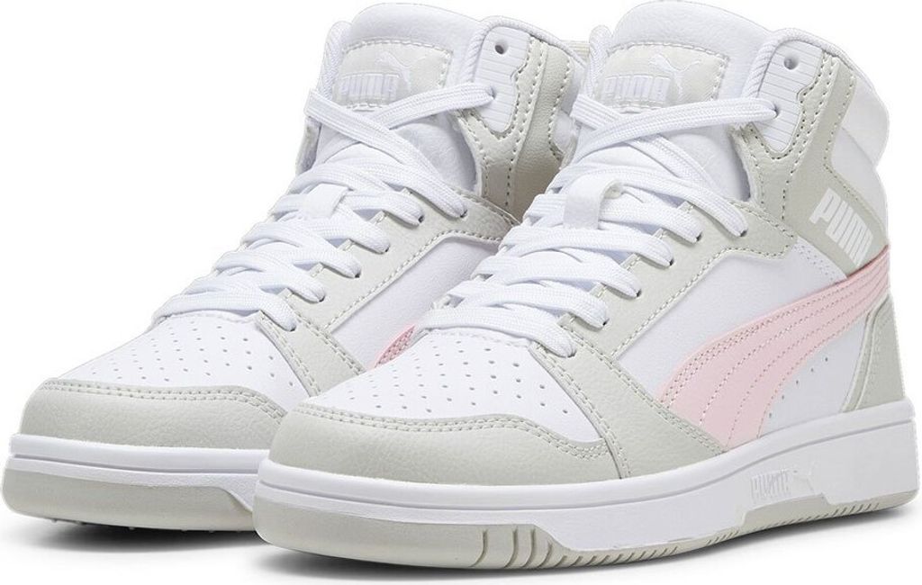 Puma Mädchen-High-Top-Sneaker Rebound V6 Mid Jr Weiß, Farbe:weiß, UK Größe:4