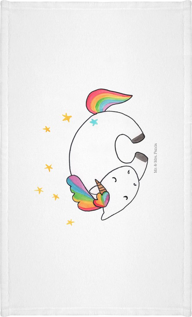 Mr. & Mrs. Panda Handtuch Einhorn Nacht - Weiß - Geschenk, Traum, Flauschtuch, Einhörner, Träume, kleines, frottee, baumwolle, Freundin, Unicorn...