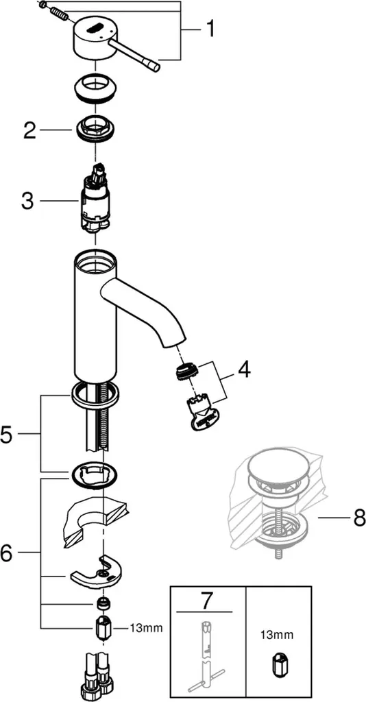 Grohe Essence Mitigeur monocommandé pour lavabo, S-Size, saillie 116mm ...