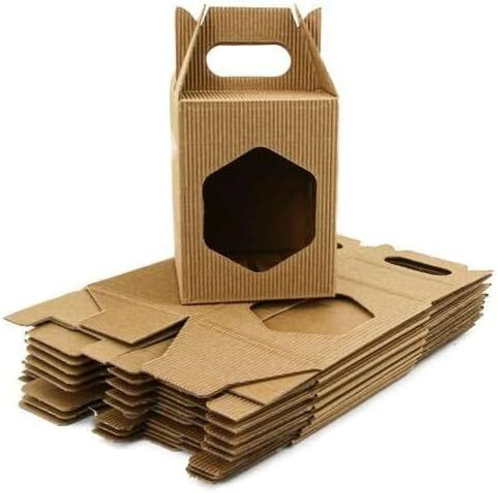 4BEE Geschenkverpackung für Honigglas – 10er-Set – Papier – Wellpappe – Tragegriff – 10 Stück für ein Honigglas mit 425 ml – Maße: ...