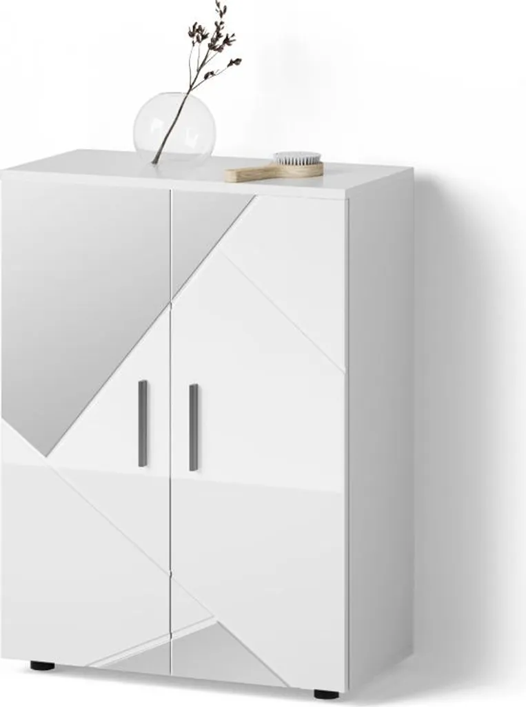 Livinity Mobiletto bagno Ronco, 60 x 81 cm, Bianco lucido con inserti/Bianco