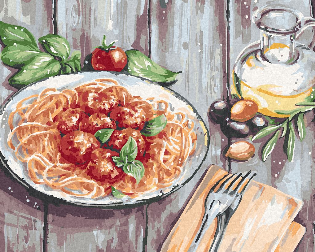 Zuty - Malen nach Zahlen - SPAGHETTI, 40x50 cm, mit Keilrahmen (bereits gespannt)