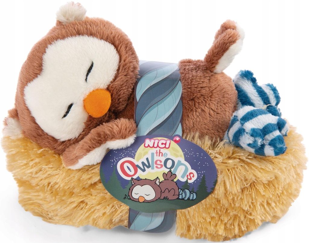 NICI Kuscheltier Eule Oscar schlafend im Nest 47876 - NICI Produktbild 