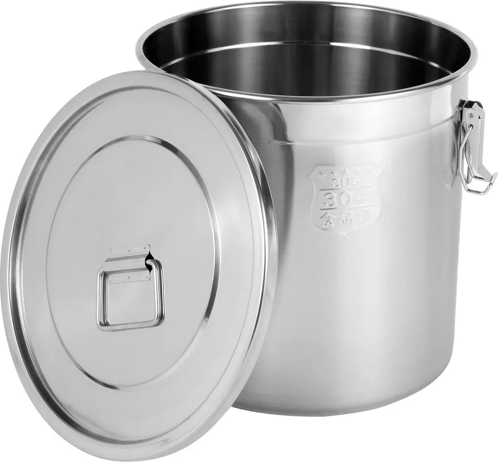 Contenitore Professionale 33 Litri Inox 304 - Secchio Ermetico Cilindrico