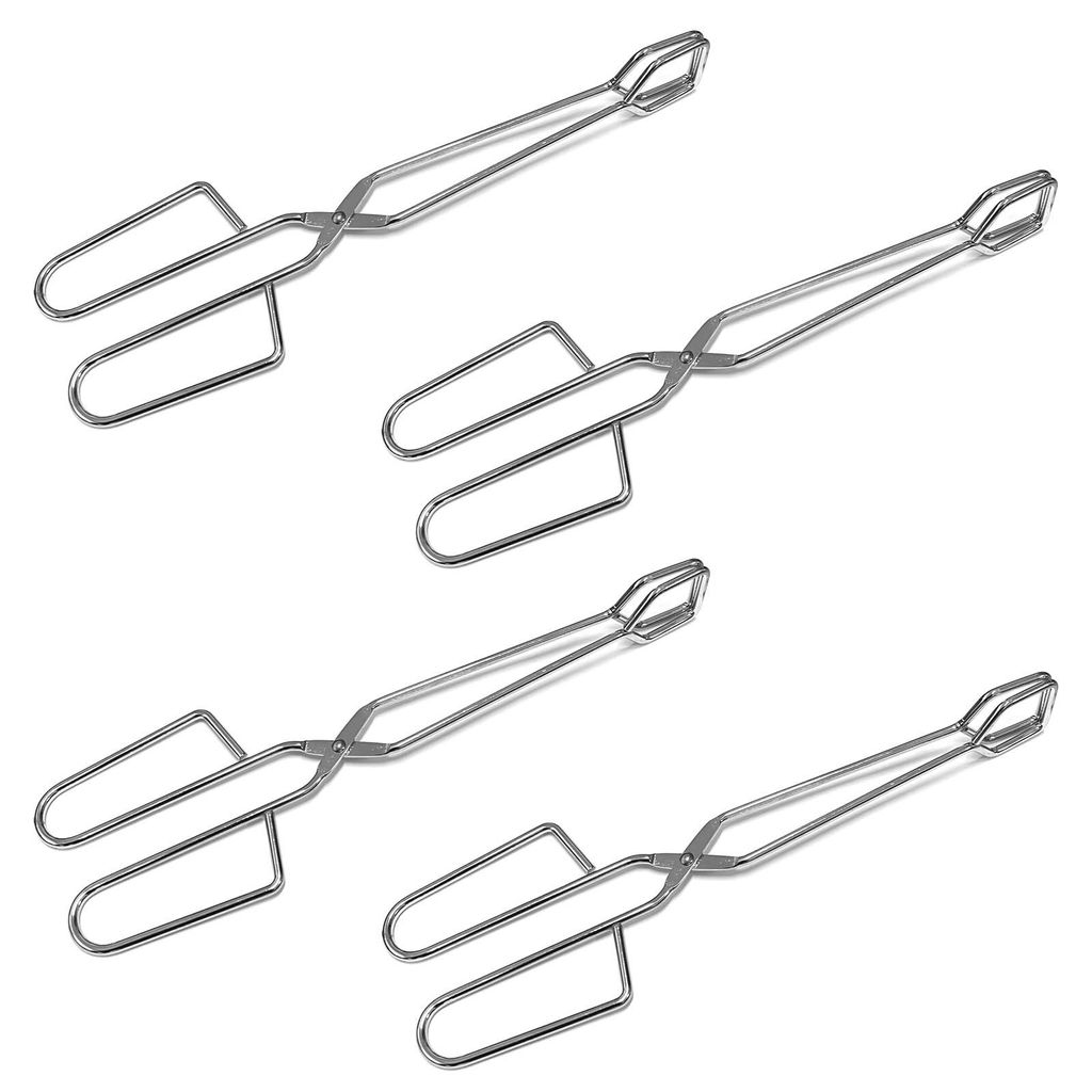 4er Set XXL Edelstahl Servierzange 28,5 cm Bratwurstzange Lang Grillzange BBQ Grill Zange Bratzange Kochzange Grillgutwender