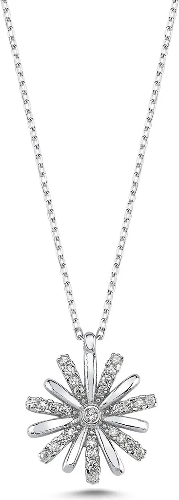 Collier Fleur Sauvage Argent 925 et Zircone - Idée Cadeau Bijou de Femme