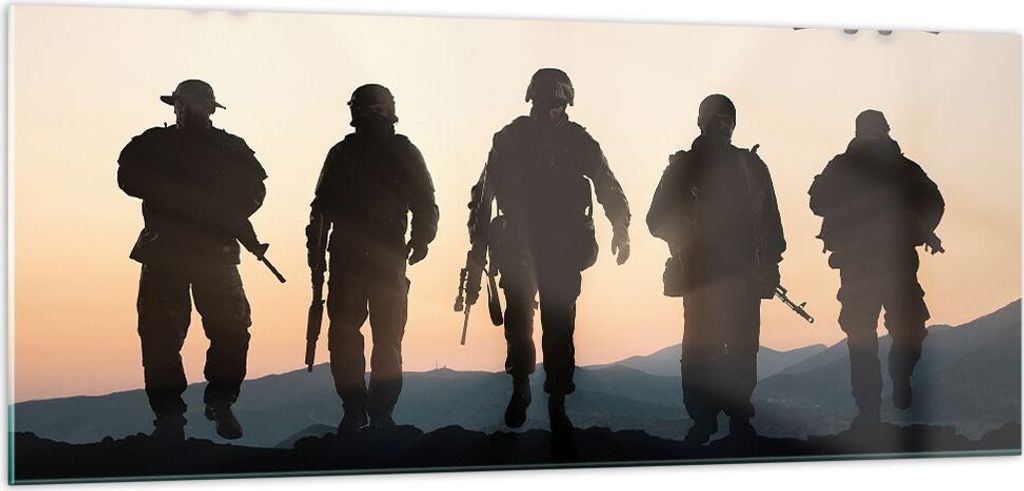 Bilder auf glas - Armee Militaria - 100x40cm - Glasbilder - Wandbilder - Kunstdruck - zum Aufhängen bereit - Wanddekoration aus Glas - Glas Bilder...